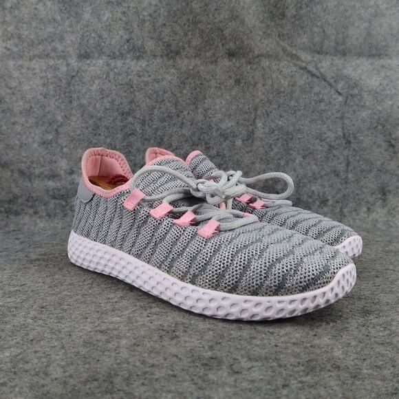 Wonder Nation Shoes Girls 4 Sneakers Athletic Trainer Lifestyle Knit Grey Pink - Picture 1 of 12